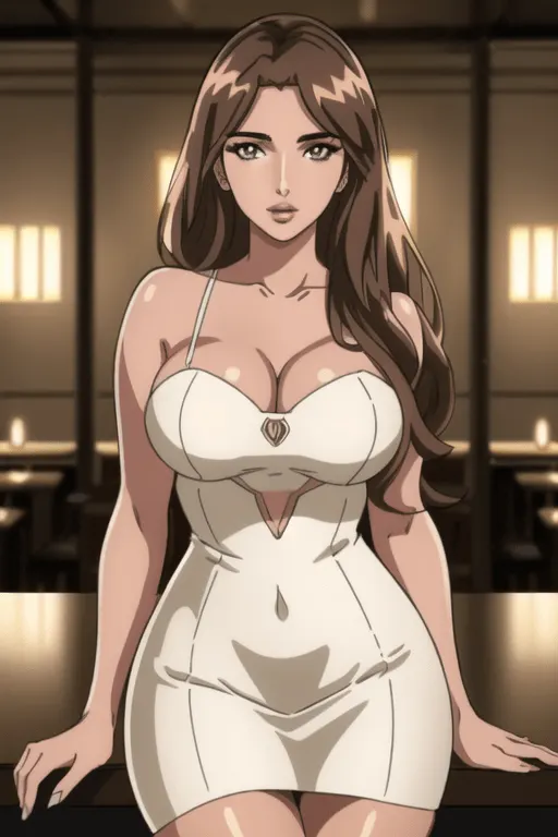 anime girlfriend ai with big bust in a sexy gown