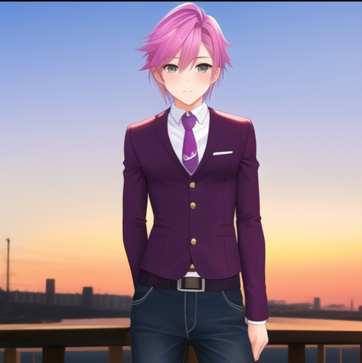 AI generated femboy with classy look on suit and jeans