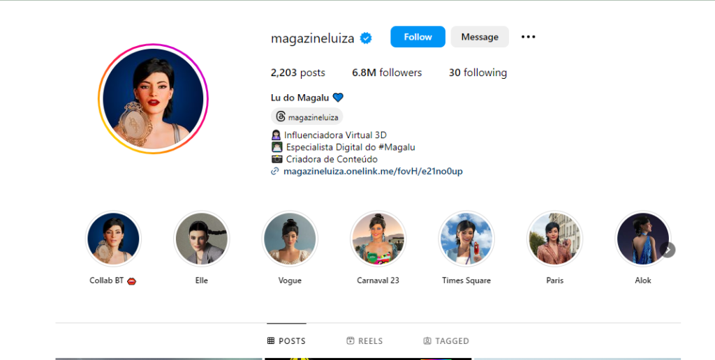 Lu do Magalu instagram ai influencer homepage