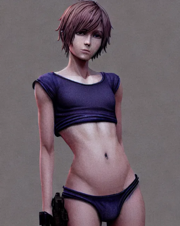 Ai femboy wearing black cropped top and pants