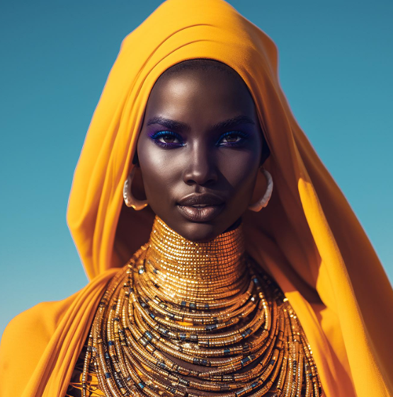 AI generated influencer Shudu in African dress