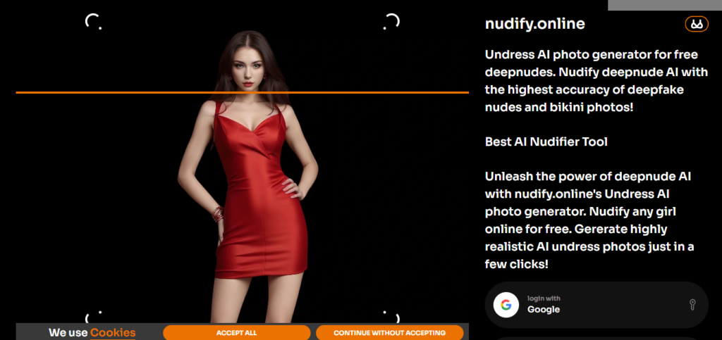 Nudify.online homepage screenshot for ai naked 