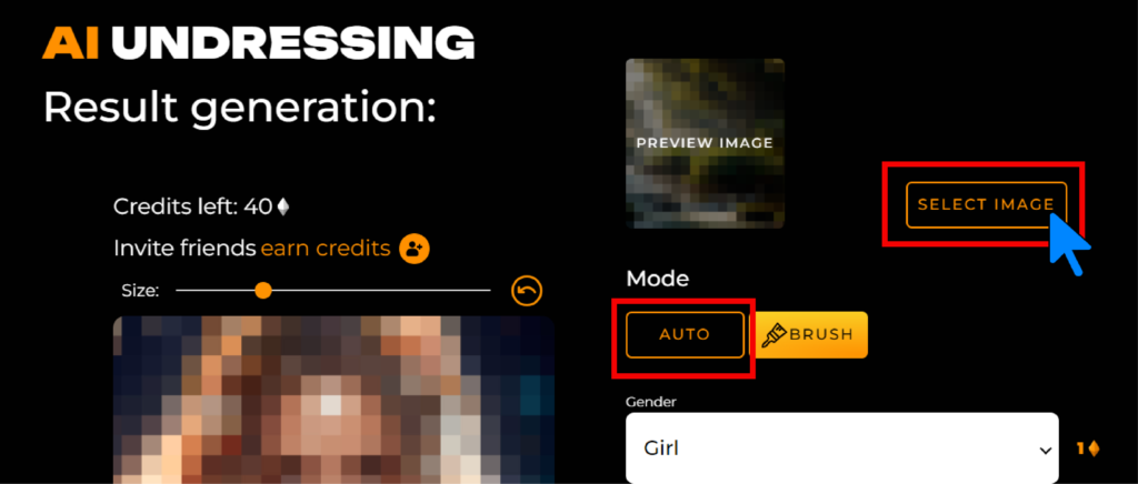 Undressing.io upload image page 