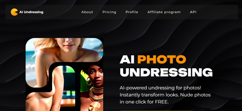 Undressing.io homepage screenshot for naked AI 