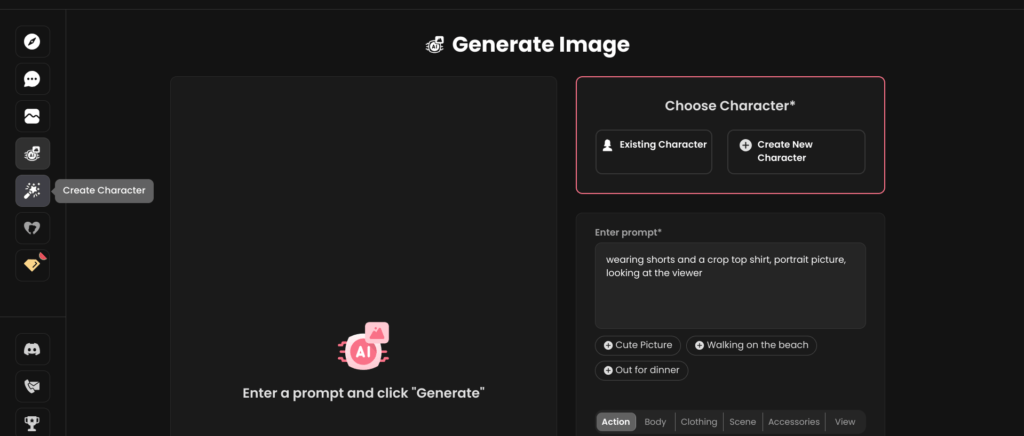 candy.ai generate image page