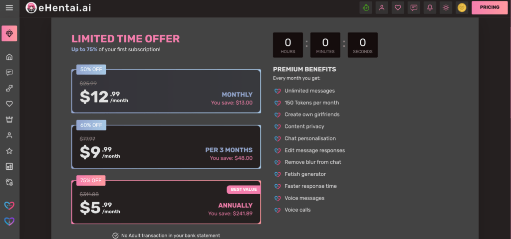 ehentai.ai pricing page