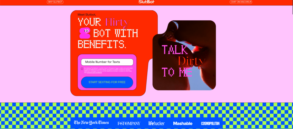 slutbot ai sexting app homepage