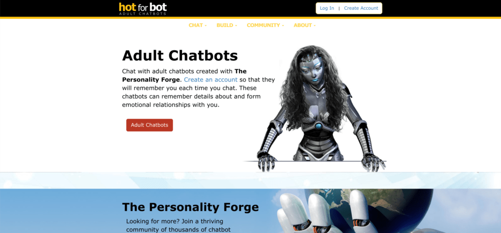 hot for bot ai sexting app homepage