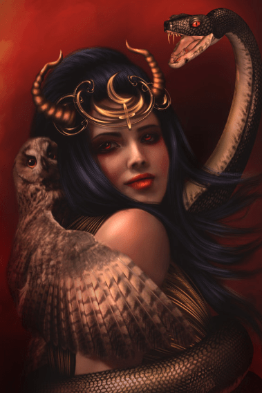 lilith succubus with owl and snake