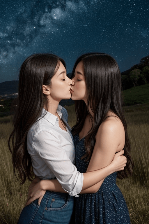 AI lesbian girls kissing