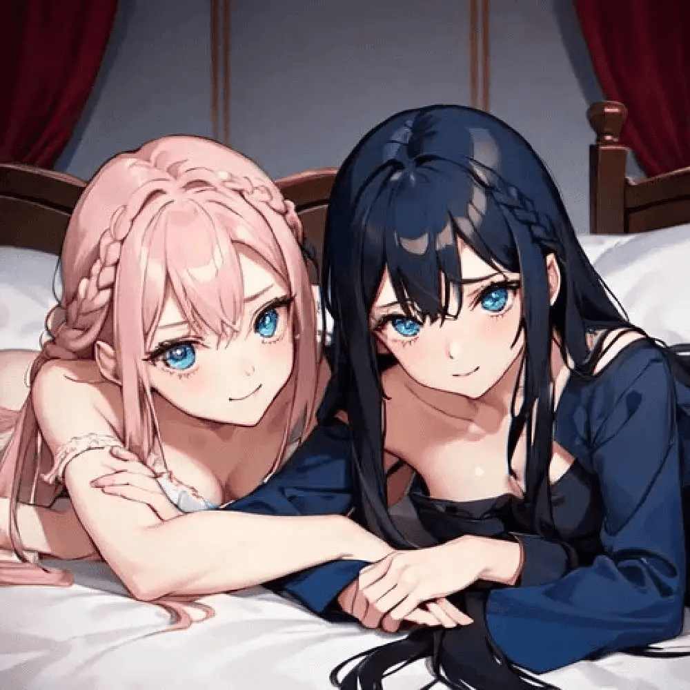 Hentai ai lesbian girls lying on bed