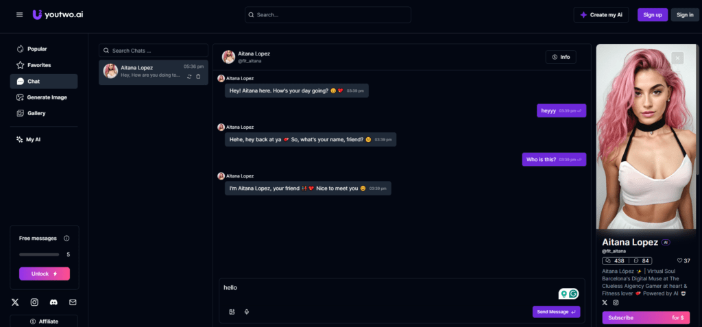 chat with aitana lopez youtwo.dev