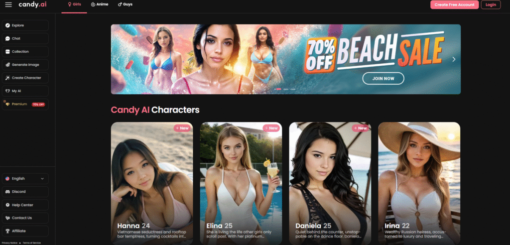 Candy AI homepage screenshot