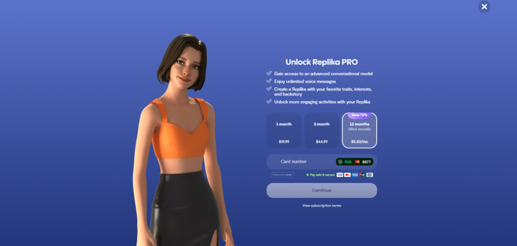 replika ai ai girlfriend chatbot homepage