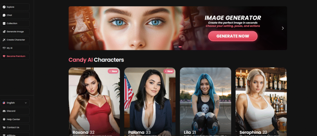 candy ai girlfriend chatbot homepage