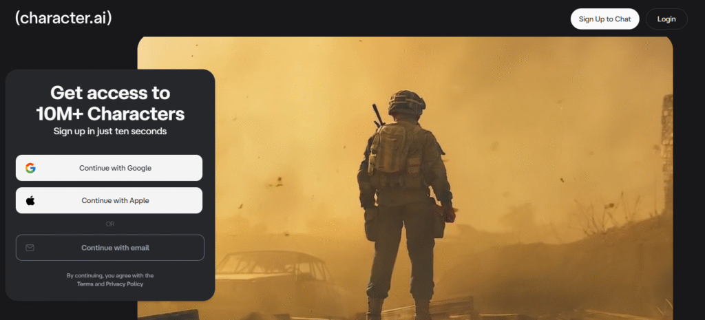 User Interface of Character.ai for AI-generated fetish world