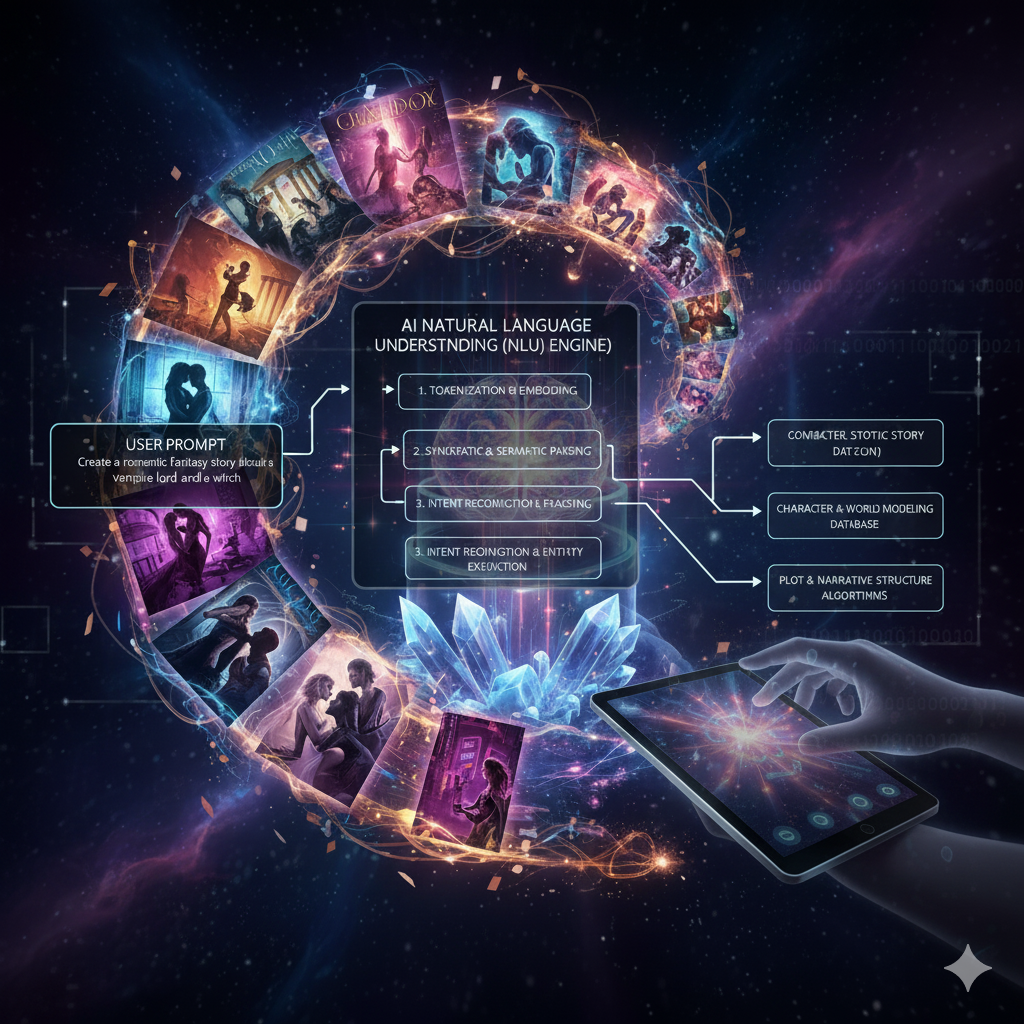 A flowchart of how the AI Erotic story generator works
