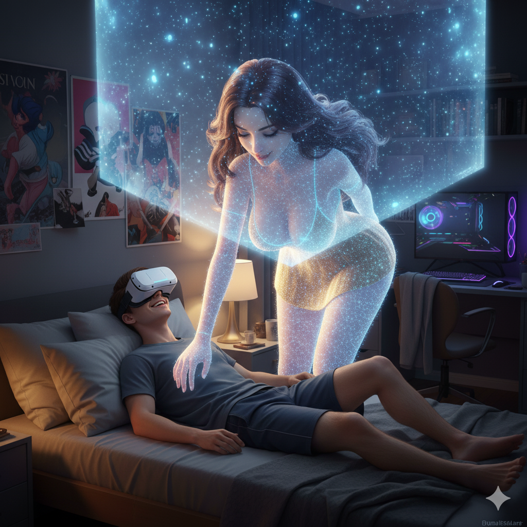A guy enjoying an AI VR Girlfriend Experience